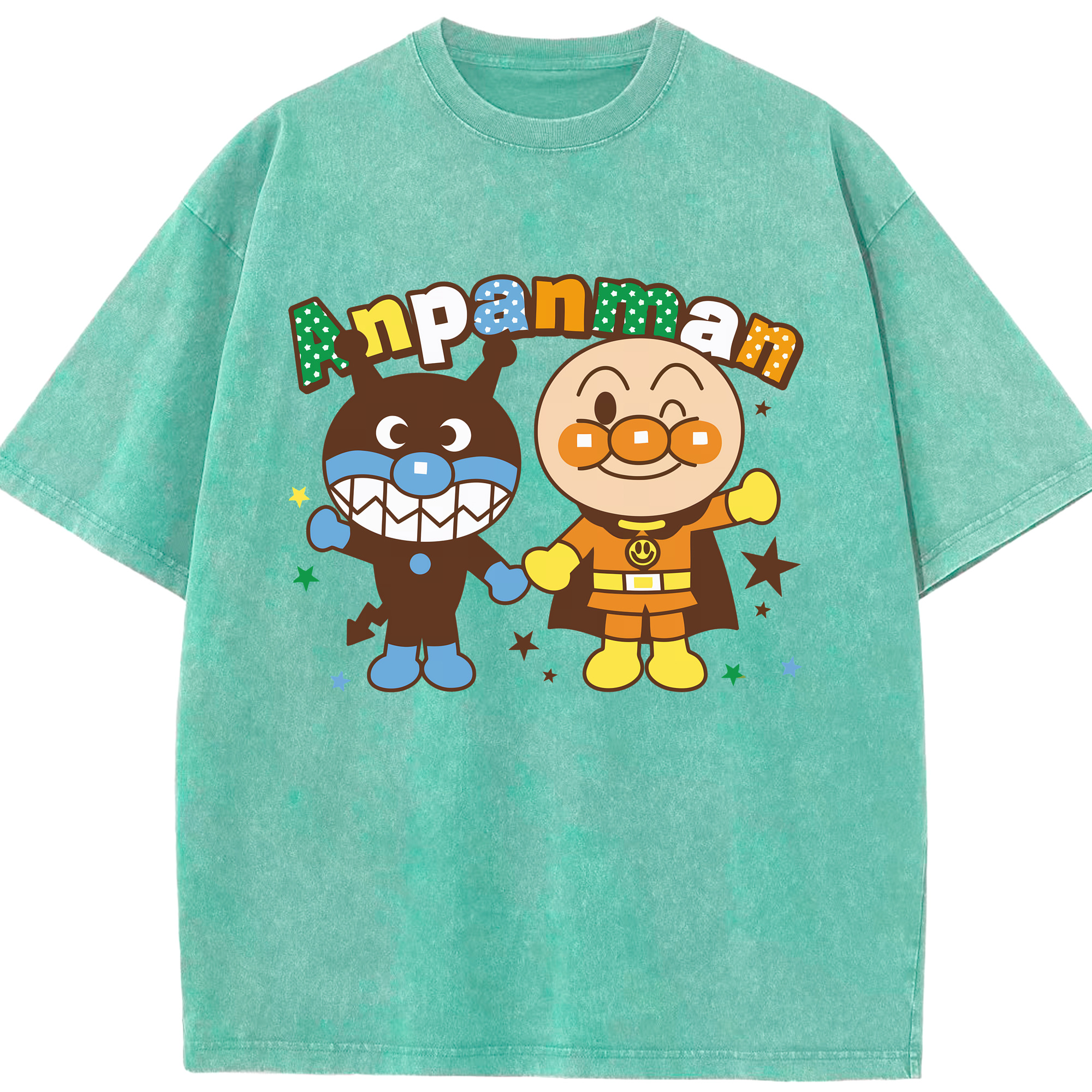 （画像用） アンパンマン Anpanman 綿100% ヴィンテージ風 半袖Tシャツ（フロントプリント）